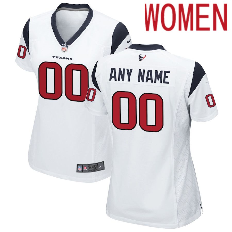 Women Houston Texans Nike White Alternate Custom Game NFL Jersey->women nfl jersey->Women Jersey